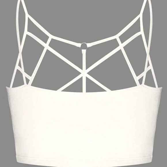 Plus Size Black or White Strappy Bralette Crop Top - Picture 2 of 8